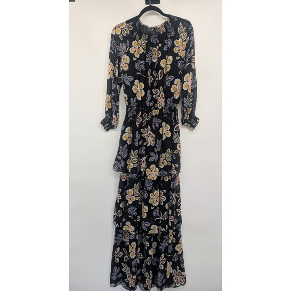 Tory Burch Silk Floral Indie Tiered Maxi Dress Size 0 Hopewell Runs Large #1A459 - Picture 7 of 12
